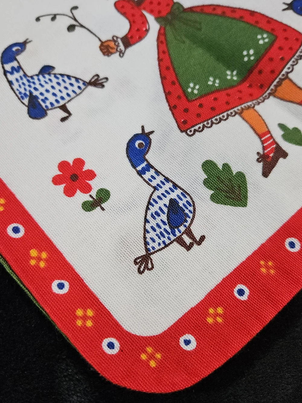 Vintage Baby Bib with Folk Art Print - Made in Austria